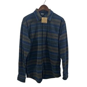 Eddie Bauer Men M Brown Green Blue Quest Fleece Shirt Long Sleeves New Tags